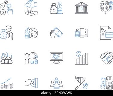 Symbolsammlung für das Investment Planning Center. Portfolio, Diversifizierung, Vermögenszuweisung, Ausbuchung, Aktien, Anleihen, Investmentfonds-Vektor und Stock Vektor