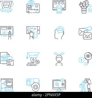 Lineare Symbole für Mobiltechnologie eingestellt. Smartphs, Tablets, Apps, Wireless, Android, IOS, Gaming Line Vector und Concept Signs. Bluetooth, Wearables, Gadgets Stock Vektor