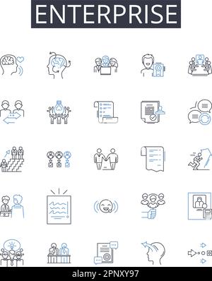 Enterprise Line Icons-Sammlung. Unternehmen, Unternehmen, Unternehmen, Unternehmen, Unternehmen, Einrichtung, Anstaltsvektor und lineare Darstellung Stock Vektor