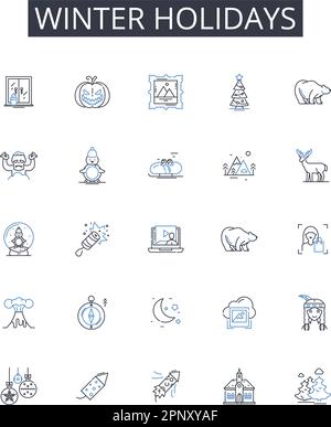 Icons-Kollektion für Winterferien. Weihnachten, Yuletide, Festtage, Feiertage, Advent, Hanukka, Kwanzaa-Vektor und linear Stock Vektor