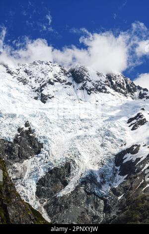 Wanderung im Mount Aoraki/Cook National Park in Neuseeland auf der Südinsel im Sommer. Berge und Gletscher Stockfoto