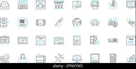 Business Enterprise - Lineare Symbolgruppe. Innovation, Marketing, Strategie, Wachstum, Effizienz, Rentabilität, Vektor- und Konzeptschilder für Branding-Linien Stock Vektor