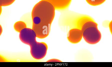 Rosafarbener Schleim zarte Flüssigkeit im Raum des goldorangefarbenen Bokeh Licht - Abstract 3D Illustration Stockfoto