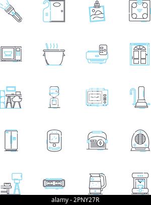 Lineare Symbole für den Rückzug von Führungskräften. Strategie, Teamwork, Innovation, Führung, Vision, Kollaboration, Linienvektor- und Konzeptzeichen. Einblicke Stock Vektor