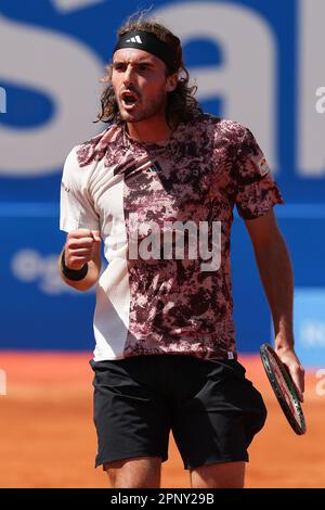 Barcelona, Spanien. 20. April 2023. BARCELONA, SPANIEN - APRIL 20: Stefanos Tsitsipas aus Greeece während des Barcelona Open Banc Sabadell 70 Trofeo Conde de Godo Spiels gegen Denis Shapovalov und Stefanos Tsitsipas im Real Club de Tenis Barcelona am 20. April 2023 in Barcelona, Spanien (Bild: © David Ramirez/DAX via ZUMA Press Wire) NUR REDAKTIONELLE VERWENDUNG! Nicht für den kommerziellen GEBRAUCH! Stockfoto