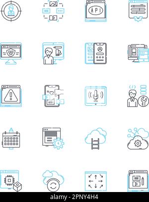 Marktsegmentierung - Lineare Symbole festgelegt. Demografie, Psychografie, Geografie, Lebensstil, Verhalten, Targeting, Clustering Line Vector und Concept Stock Vektor