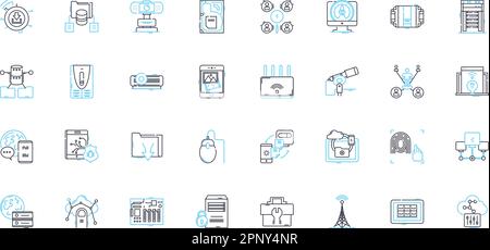 Carbon-Datierung, lineare Symbole gesetzt. Radioaktiver Kohlenstoff, Isotope, Zerfall, Fossilien, Genauigkeit, geochronologie, Kalibrierungslinienvektor und Konzeptzeichen. Halbwertszeit Stock Vektor