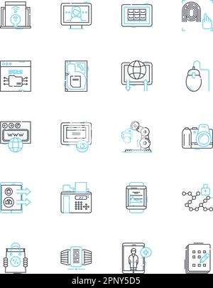 Lineare Symbole der Appliance festgelegt. Kühlschrank, Mikrowelle, Spülmaschine, Ofen, Mixer, Entsafter, Linienvektor und Konzeptschilder für Küchenmaschinen. Toaster, Kaffee Stock Vektor