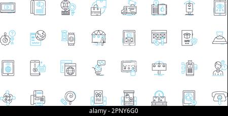 Traditionelles Kleidungsset mit linearen Symbolen. Kimono, Hanbok, Sari, Dirndl, Kilt, Dashiki, Cheongsam-Linienvektor und Konzeptzeichen. Lederhosen, Qipao, Abaya Stock Vektor