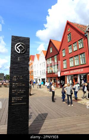 Alte Hansestätten aus Holz, die Teil des Bryggen sind und zum UNESCO-Weltkulturerbe gehören, Bergen City, Hordaland, Norwegen, Skandinavien Europa, Stockfoto