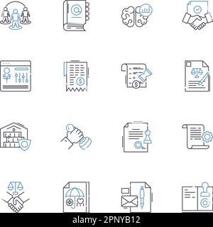 Symbolsammlung DER IT-Abteilung. Technologie, Software, Nerk, Hardware, Datenbank, Sicherheit, Cloud-Vektor und lineare Darstellung. Analysen Stock Vektor