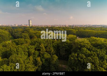 Blick auf den Treptower Park und die Gebäude Stockfoto