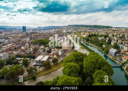 Die Skyline von Zürich aus der Vogelperspektive Stockfoto