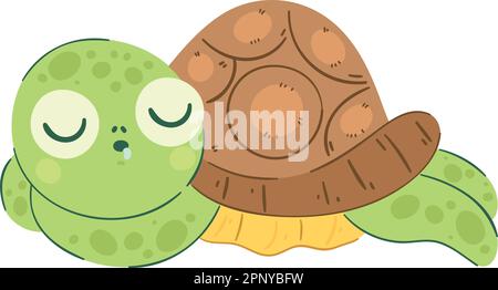 „Sleepy Turtle“-Design in Weiß Stock Vektor
