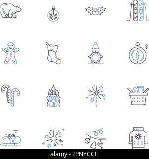 Symbolsammlung mit scharfen Linien. Knusprig, Frisch, Köstlich, Dünn, Kartoffel, Snack, Goldener Vektor und lineare Darstellung. Herzhafte, helle, salzige Schilder Stock Vektor