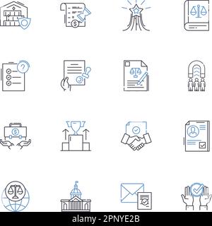 Collection mit Liniensymbolen der Steuerdomäne. Haushalt, Einnahmen, Defizit, Steuern, Ausgaben, Audit, Geschäftsjahresvektor und lineare Darstellung. Inflation Stock Vektor