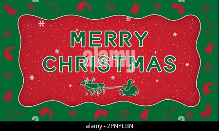 Rotes und grünes Weihnachtsposter Stock Vektor