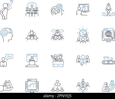 Sammlung von Symbolen für Zuordnungslinien. Unity, Community, Mitgliedschaft, Zusammenarbeit, Allianz, Nerk, Partnerschaftsvektor und lineare Illustration Stock Vektor