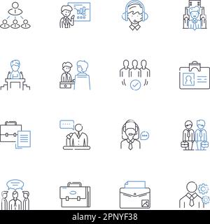 Sammlung der Liniensymbole für die Zeitoptimierung. Effizienz, Produktivität, Rationalisierung, Planung, Priorisierung, Automatisierung, Multitasking-Vektor und linear Stock Vektor