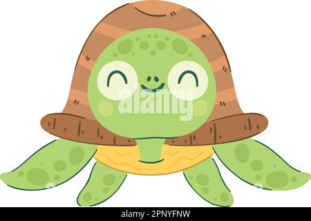 Fröhliche Schildkröten-Illustration über Weiß Stock Vektor