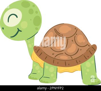 Fröhliches Schildkröten-Maskottchen über Weiß Stock Vektor