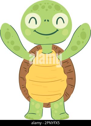 Fröhliche Schildkröten-Illustration über Weiß Stock Vektor