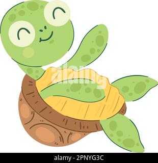 Fröhliche Schildkröten-Maskottchen-Illustration über Weiß Stock Vektor