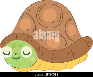 Schildkröte in ihrer Hülle über Weiß Stock Vektor