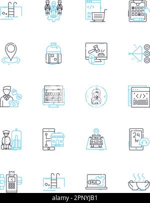 Lineare Symbole für Vergnügen eingestellt. Freude, Freude, Glück ...