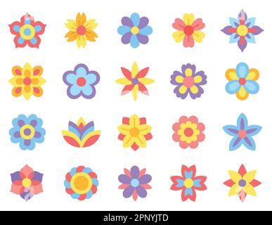 Symbole für farbige Pflanzen festgelegt Stock Vektor