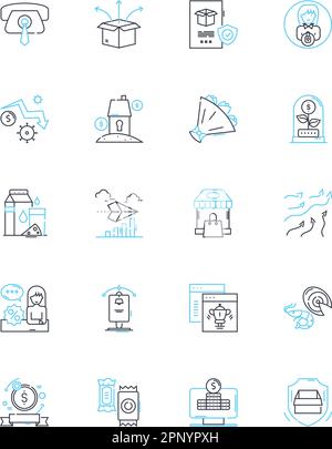 Traditionelles Kleidungsset mit linearen Symbolen. Kimono, Hanbok, Sari, Dirndl, Kilt, Dashiki, Cheongsam-Linienvektor und Konzeptzeichen. Lederhosen, Qipao, Abaya Stock Vektor