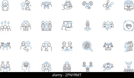 Symbolsammlung für Positionen im Einstellungsprozess. Personalbeschaffung, Vorstellungsgespräch, Auswahl, Screening, Bewerbung, Referenzen, Fähigkeitsvektor und lineare Darstellung Stock Vektor