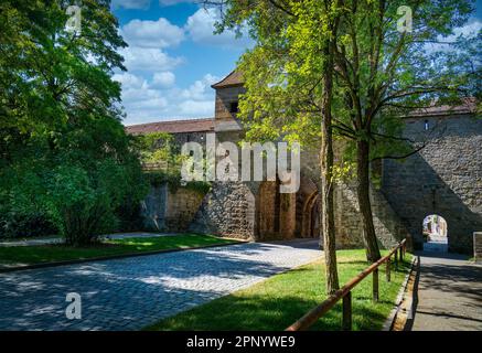 Die Stadtmauer von Rothenburg ob der Tauber in Bayern Stockfoto