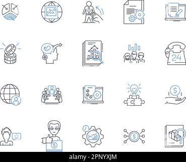 Collection mit Positionssymbolen für Finanzprognosen. Budgetierung, Prognose, Projektion, Analyse, Trend, Analyse, Planungsvektor und lineare Darstellung Stock Vektor