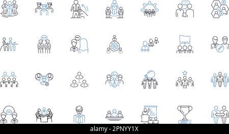 Symbolsammlung für Produktionsteams. Regisseur, Kamera, Beleuchtung, Ton, Griff, Gaffer, Auslegervektor und lineare Darstellung. Editor, Audio, Set-Design Stock Vektor