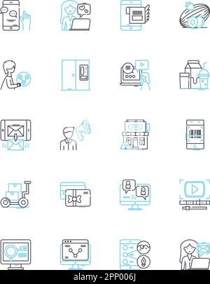 Lineare Symbole für erweiterte Analysen festgelegt. Analysen, erweitert, Algorithmus, Automatisierung, Big Data, Biometrie, kognitive Linienvektoren und Konzeptzeichen Stock Vektor