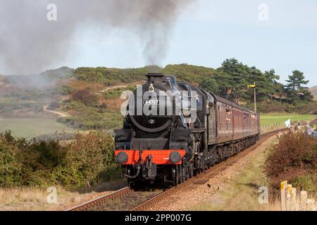 Eine Dampflokomotive auf einer Dampfgala der North Norfolk Railway Stockfoto