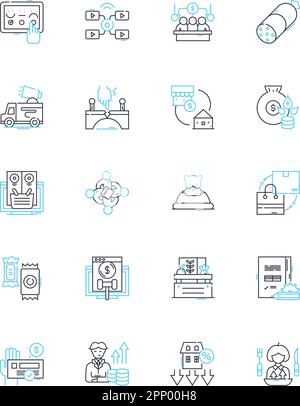 Lineare Symbole für wissenschaftliche Entdeckungen. Durchbruch, Erkenntnisse, Innovation, Fortschritt, Experimentieren, Exploration, Beiträge Linienvektor und Stock Vektor