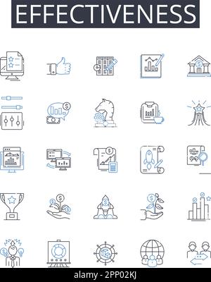 Symbolsammlung für Effectiveness Line. Prognosen, Modellierung, maschinelles Lernen, Vorhersage, Data Mining, Analytics, Insight Vector und linear Stock Vektor