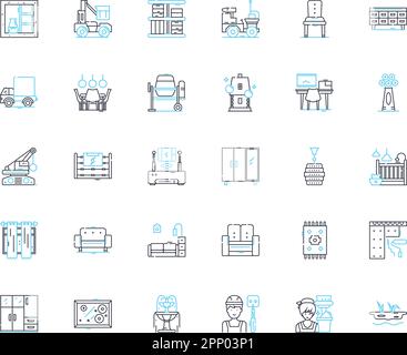 Lineare Symbole für Residenz festgelegt. Wohnsitz, Wohnsitz, Wohnsitz, Wohnung, Haus, Home, Haven-Line-Vektor und Konzeptschilder. Unterkunft, Wohnung, Herrenhaus Stock Vektor
