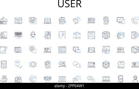 Sammlung der Benutzerzeilensymbole. Strategie, Spielplan, Manöver, Plan, Ansatz, Technik, Angriffsvektor und lineare Darstellung. Aktionsplan Stock Vektor