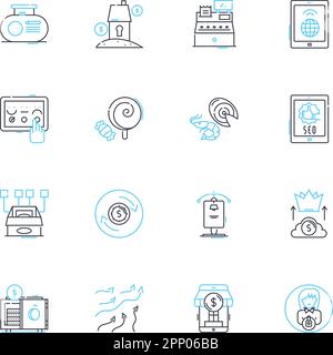 Traditionelles Kleidungsset mit linearen Symbolen. Kimono, Hanbok, Sari, Dirndl, Kilt, Dashiki, Cheongsam-Linienvektor und Konzeptzeichen. Lederhosen, Qipao, Abaya Stock Vektor