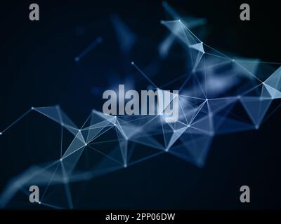 3D-Darstellung eines technischen Hintergrunds mit Plexus-Design Stockfoto