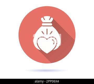 Symbol „Spende“. Einfache Illustration mit langem Schatten für Grafik- und Webdesign. Stock Vektor