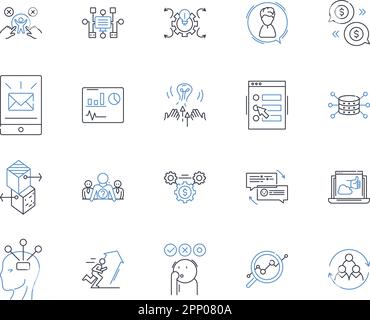 Symbolsammlung für Marktsegmentierungslinien. Demografie, Psychografie, Geografie, Verhalten, Kunde, Targeting, Nischenvektor und linear Stock Vektor