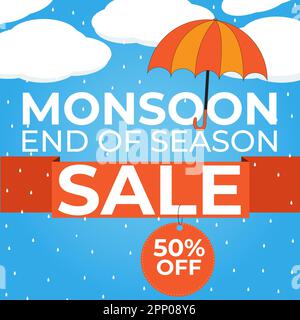 Saisonende Werbung für Monsoon-Angebote, Banner für Monsoon-Angebote Stockfoto