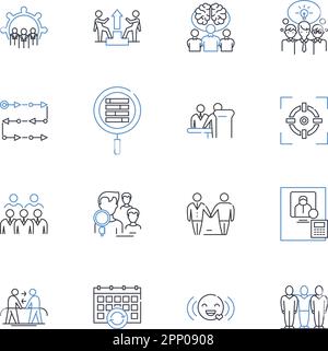 Symbolsammlung für Geschäftsbanken. Bank, Kreditgenossenschaft, Versicherung, Spareinlagen, Investitionen, Finanzen, Kreditvektor und lineare Darstellung Stock Vektor