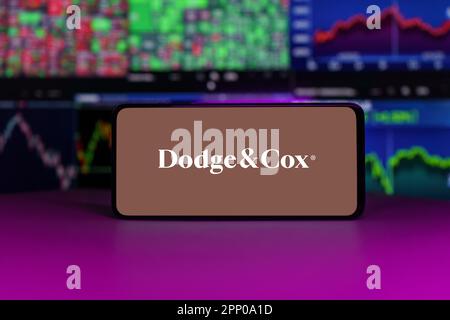 Börsenindex Dodge und Cox vor dem Hintergrund der Börsenkurse Stockfoto
