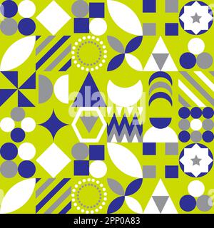 Flaches Mosaikmuster flaches, farbenfrohes Design mit geometrischen Mosaikfliesen Stockfoto