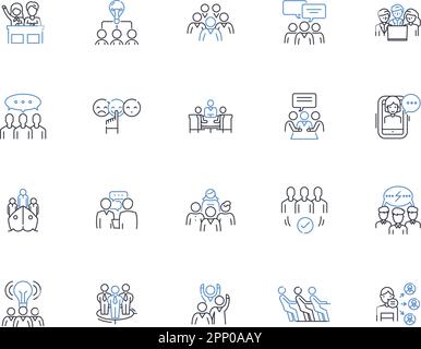 Sammlung von Symbolen für Kohärenzlinien. Unity, Synchronisation, Alignment, Consistency, Harmony, Integration, Synergievektor und lineare Darstellung Stock Vektor